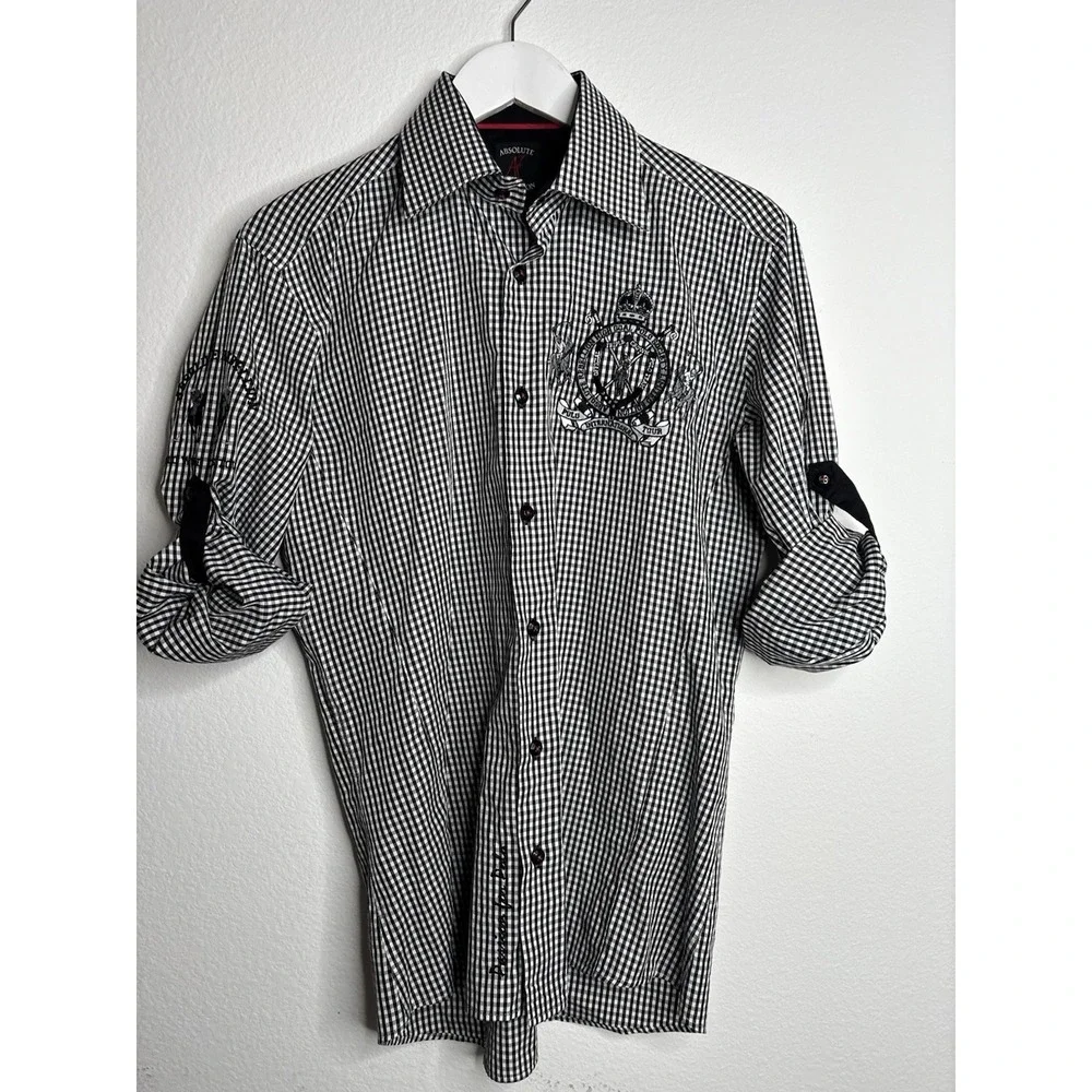 Mens Absolute Rebellion Shirt Black White Embroidered Jockey Shirt France Small